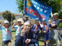 あおい荘中庭でボーイスカウト防災キャンプ